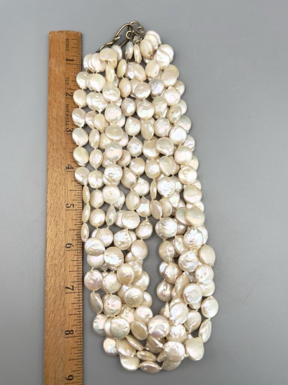 Vintage Six Strand Coin Pearl Necklace - Picture 10 of 12